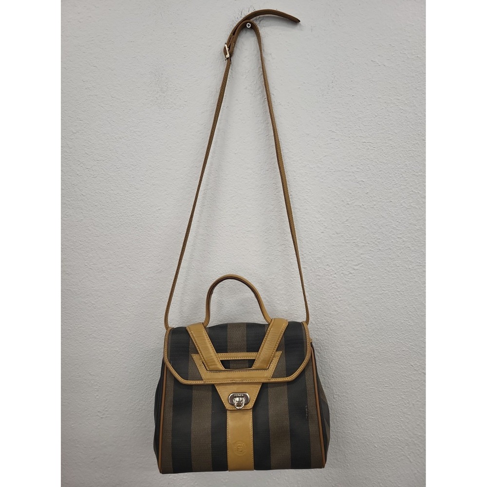 Vintage 80s/90s Fendi Pequin Stripe Crossbody Bag, Removable Strap, Multicolor